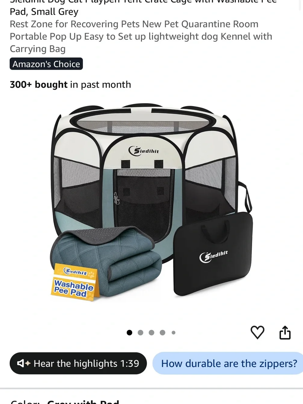Small Portable Pet Playpen - Grey/Blue